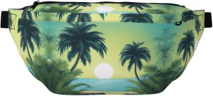Tropical Palm Tree Stylish Crossbody Waist Pack - Versatile And Compact Travel Pouch For Hands-Free Storage