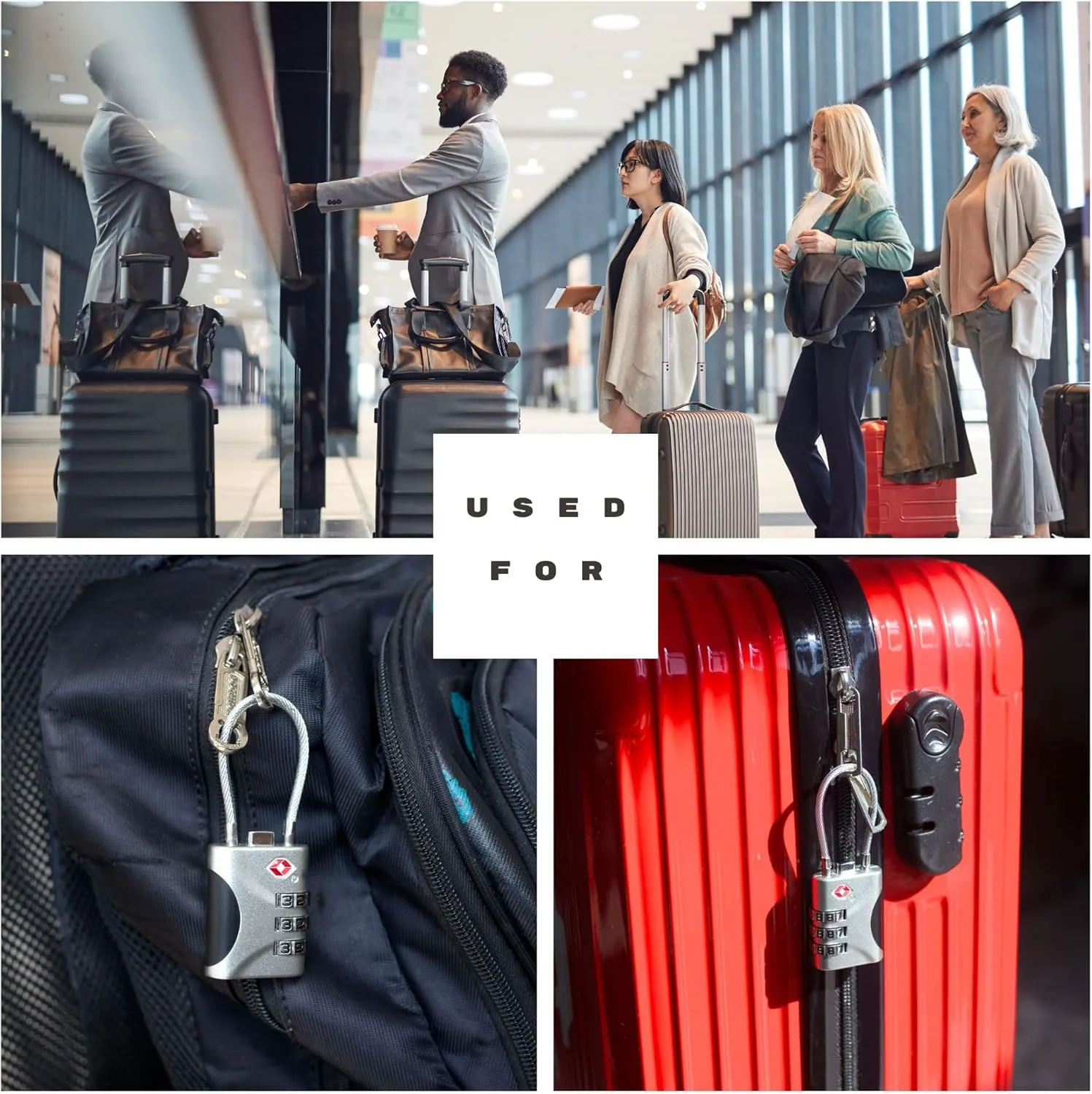 TSA Approved Locks for Luggage, Small Combo Lock with Code, Travel Padlock with Cable, TSA 007 Lock for Suitcase, Locker, Gym, Cabinet, Gun Case, Backpack, Zipper Locks for Travel (Blue)