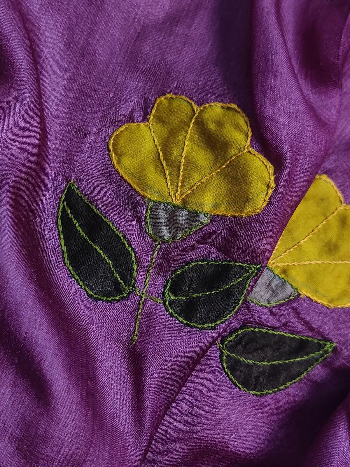 Tussar Silk Applique Dusty Plum Dupatta