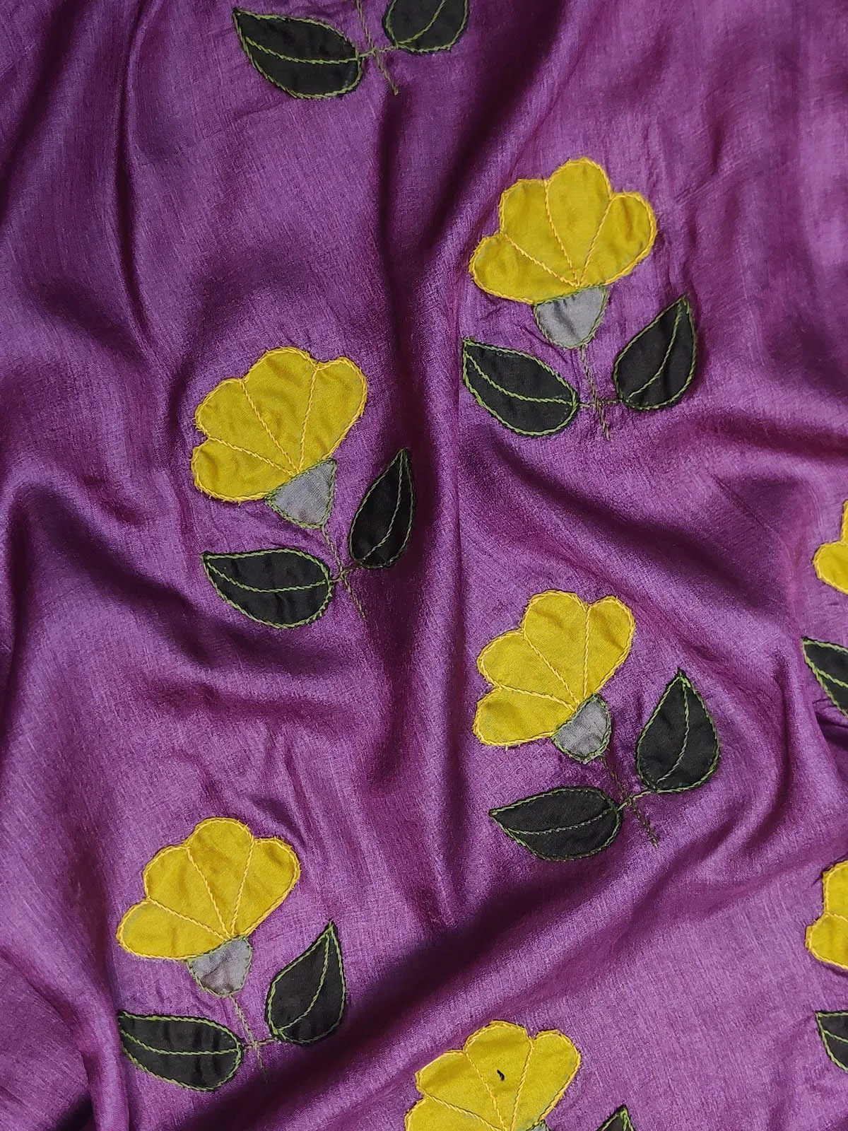 Tussar Silk Applique Dusty Plum Dupatta