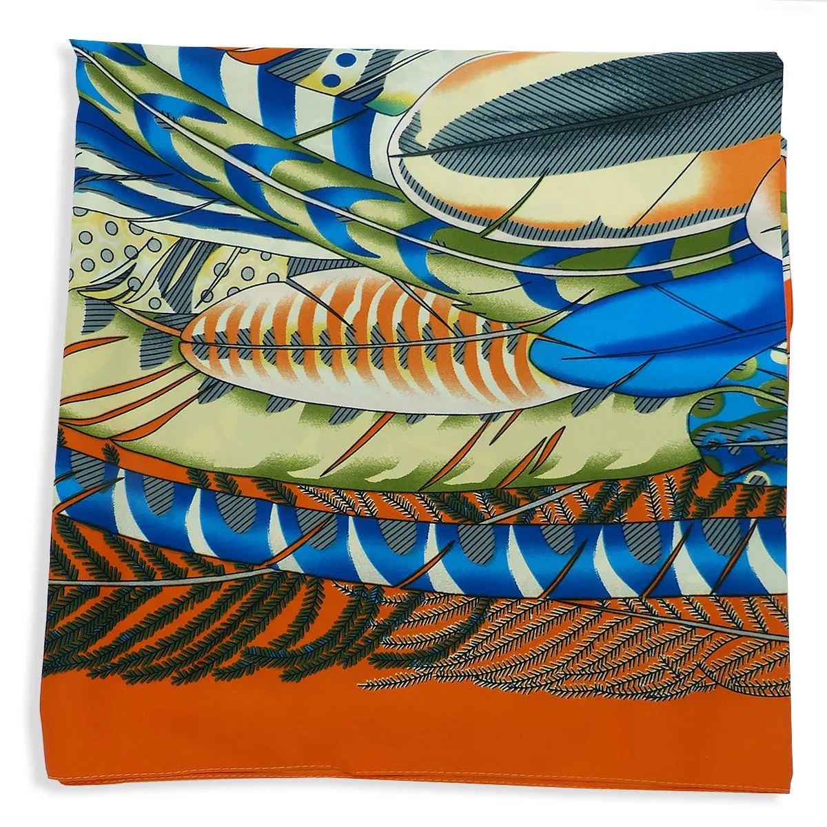 Twill Silk Scarf Women LARGE Feather Shawls Square Bandana Kerchief Foulards 51" Luxury Brand Look Orange