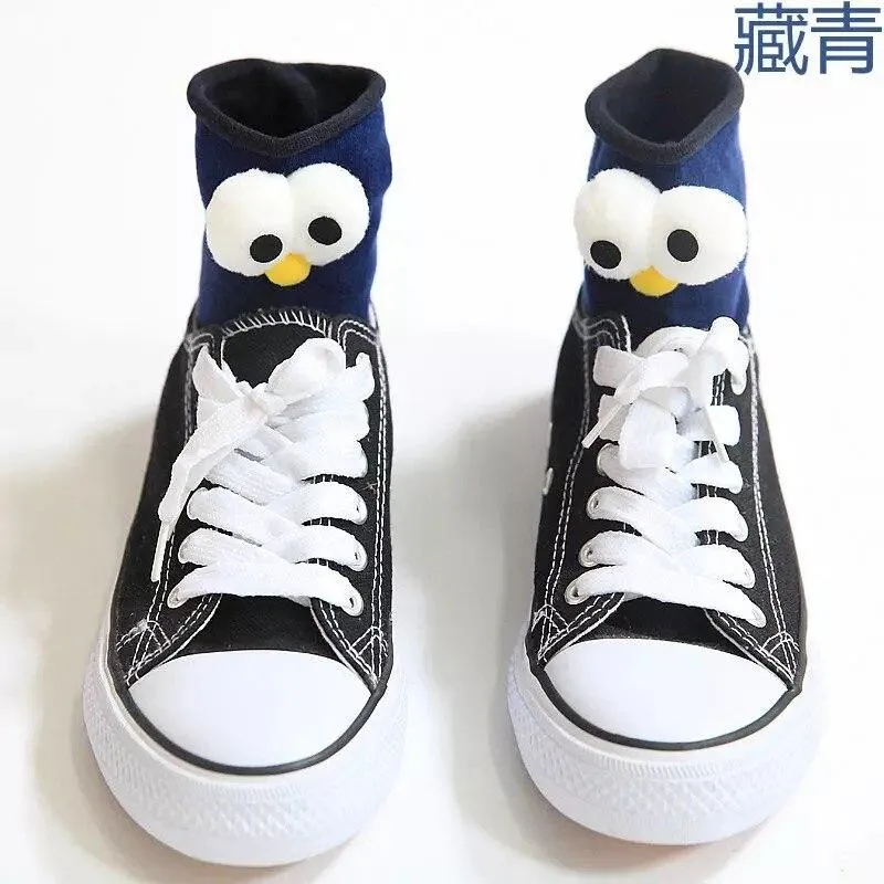 Unisex 3D Eyes Cartoon Design Cotton Socks