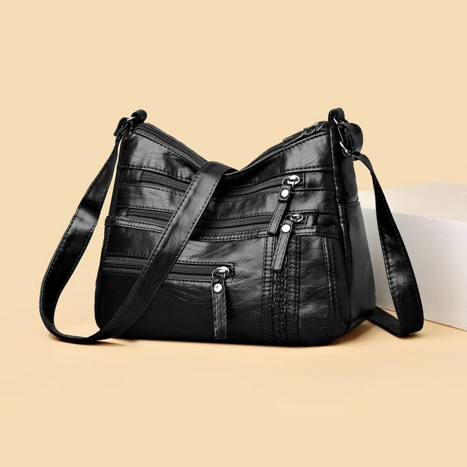 Unisex Hobo Crescent Crossbody Bag for Women Nylon Shoulder Hobo Purse with Adjustable Strap