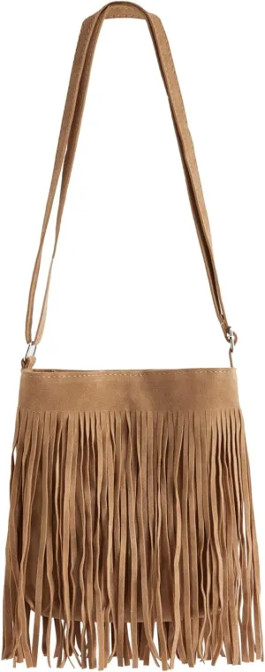 Verdusa Women's Fringe Crossbody Tote Bags Boho Tassel Hobo Shoulder Bag