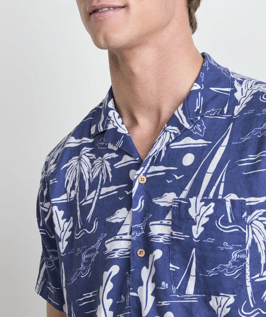 Vineyard Vines Anguilla Scenic Linen Blend Short-Sleeve Cabana Shirt