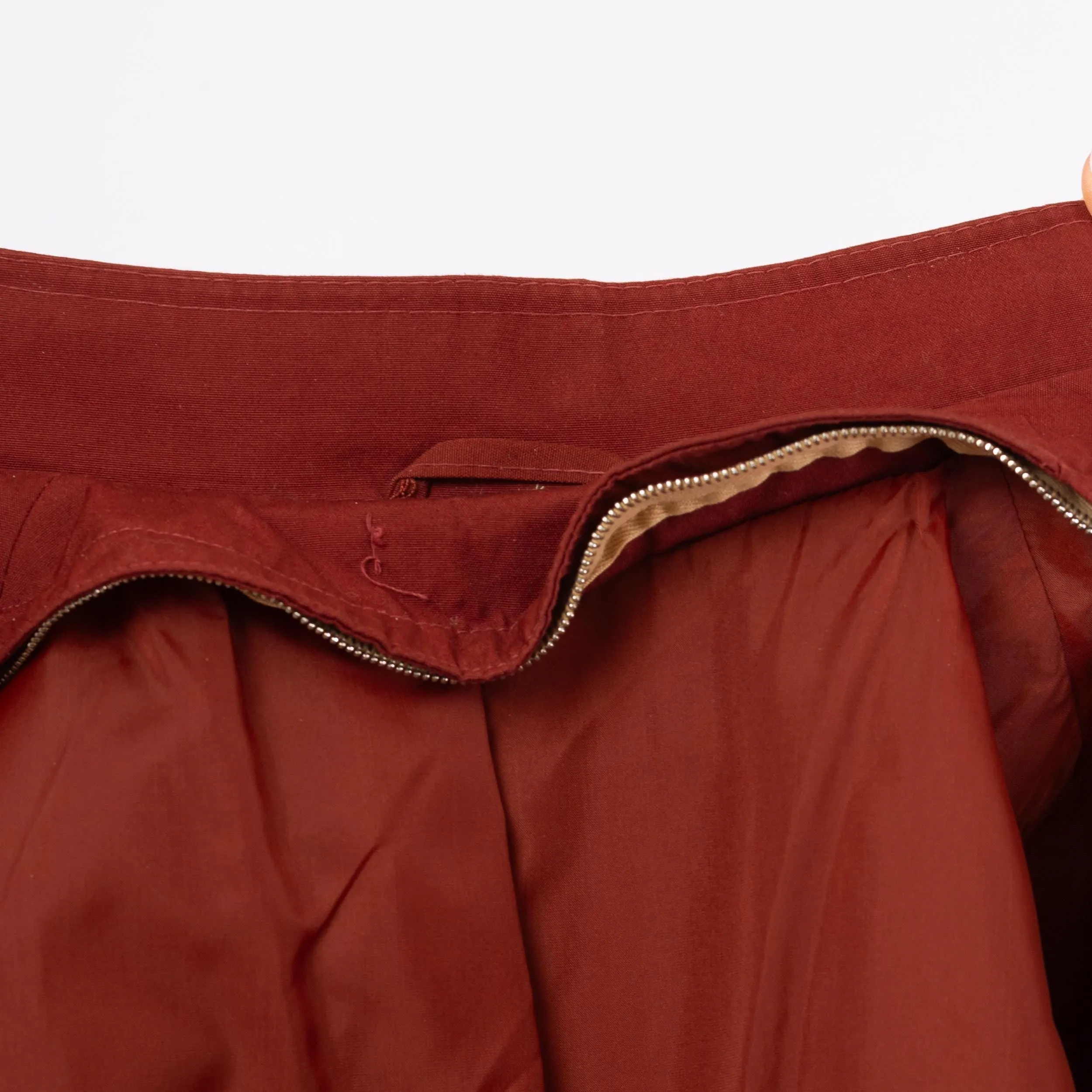 Vintage 70s Rust Red Hooded & Belted Trench Coat - Medium