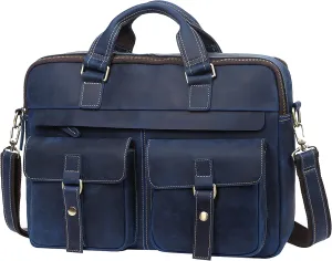 Vintage Men's Genuine Leather Briefcases 15.6 Inch Laptop Bag Business Computer Satchel Bags Handbag