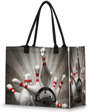 Vintage Sport Bowling Ball Tote Bag for Women Large Beach Bag Reusable Grocery Bags Tote Bag for Work Shopping Travel Beach