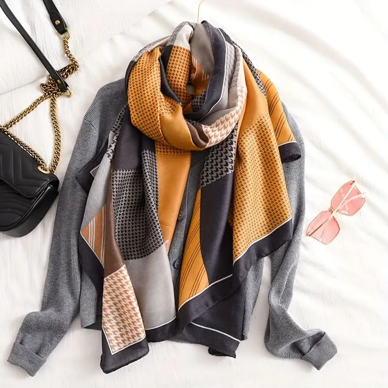 Vintage Striped Cotton Linen Scarf – Breathable & Lightweight