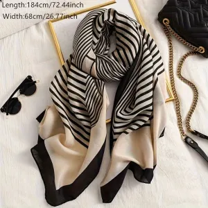 Vintage Striped Cotton Linen Scarf – Breathable & Lightweight