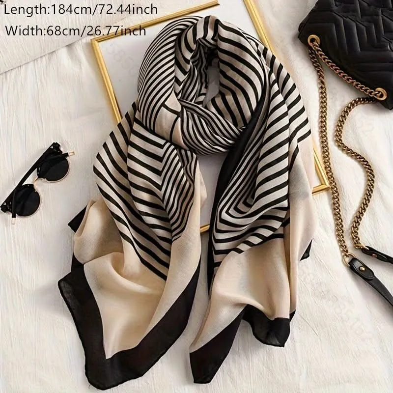 Vintage Striped Cotton Linen Scarf – Breathable & Lightweight