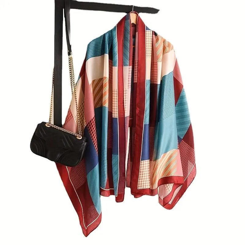 Vintage Striped Cotton Linen Scarf – Breathable & Lightweight