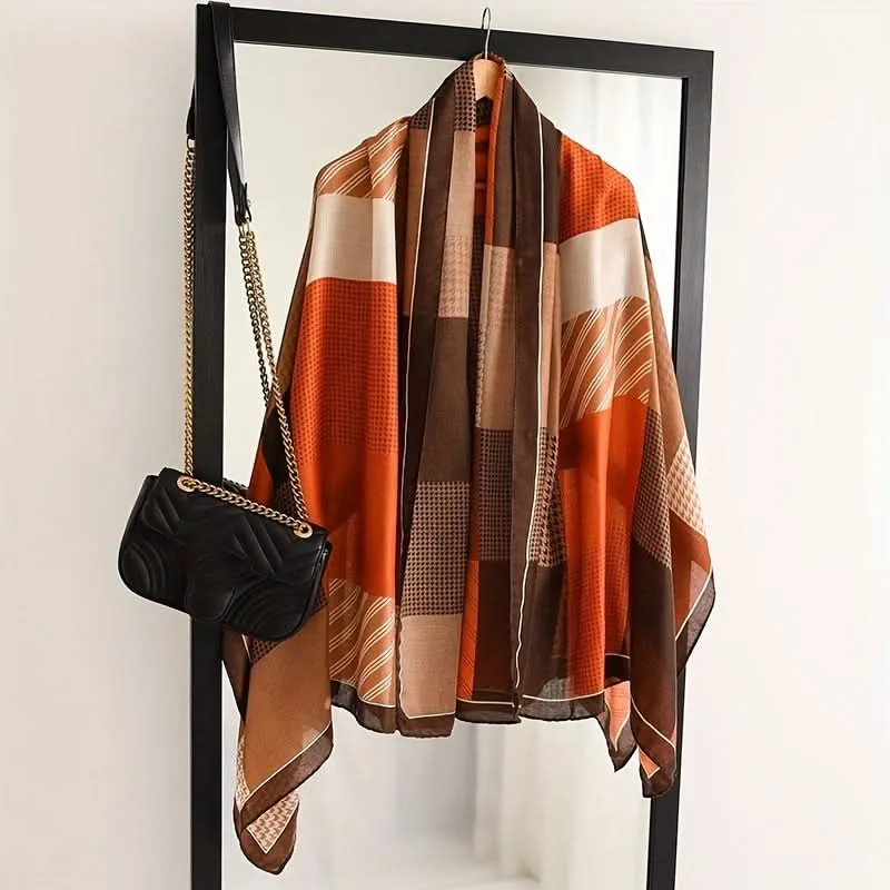 Vintage Striped Cotton Linen Scarf – Breathable & Lightweight