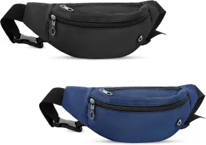 Viqueen Fashion Fanny Packs For Men and Women Foldie Crossbody Bag with Zipper and Pockets Water Resistant,Hands Free Phone Carrying Black Blue