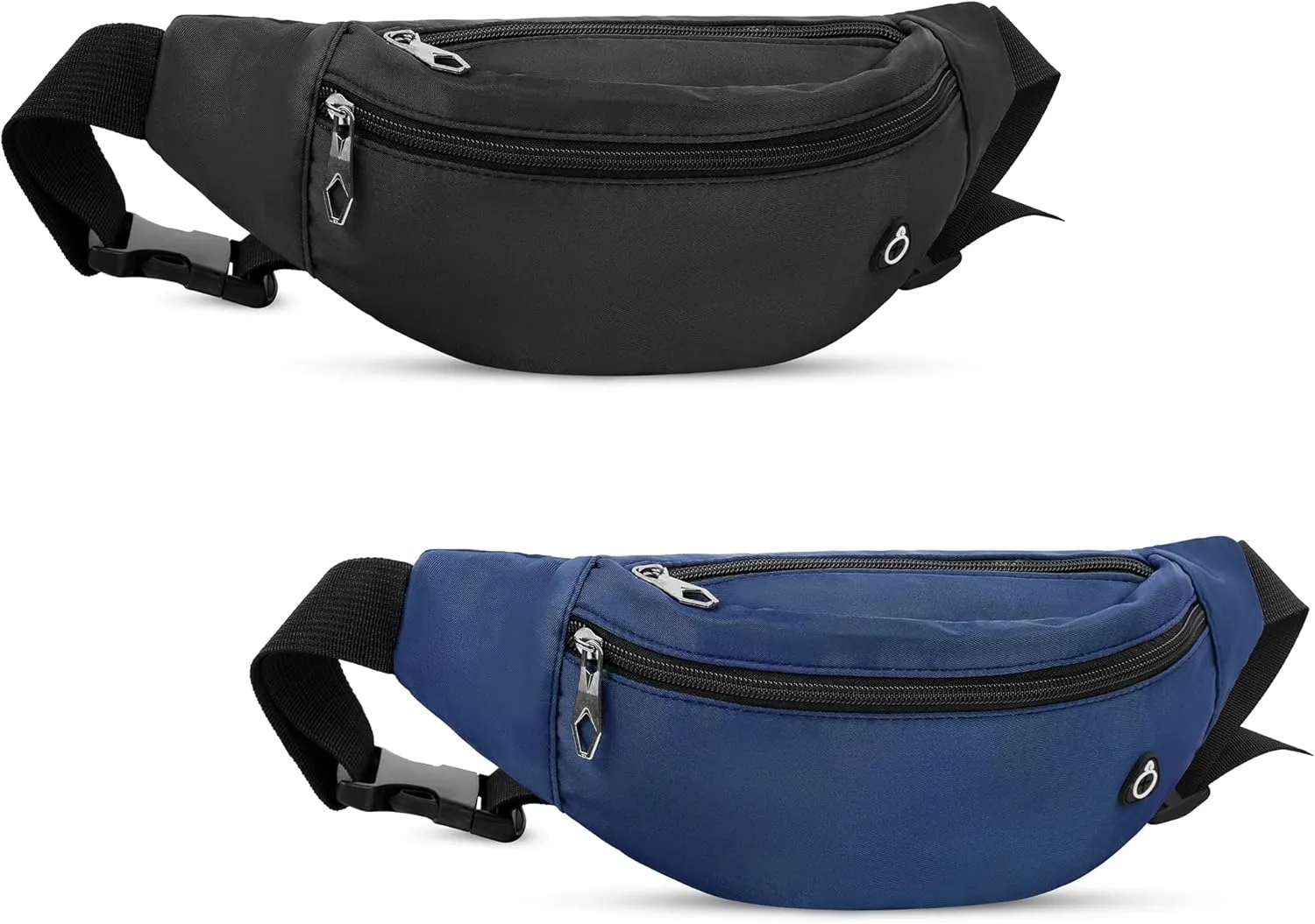 Viqueen Fashion Fanny Packs For Men and Women Foldie Crossbody Bag with Zipper and Pockets Water Resistant,Hands Free Phone Carrying Black Blue