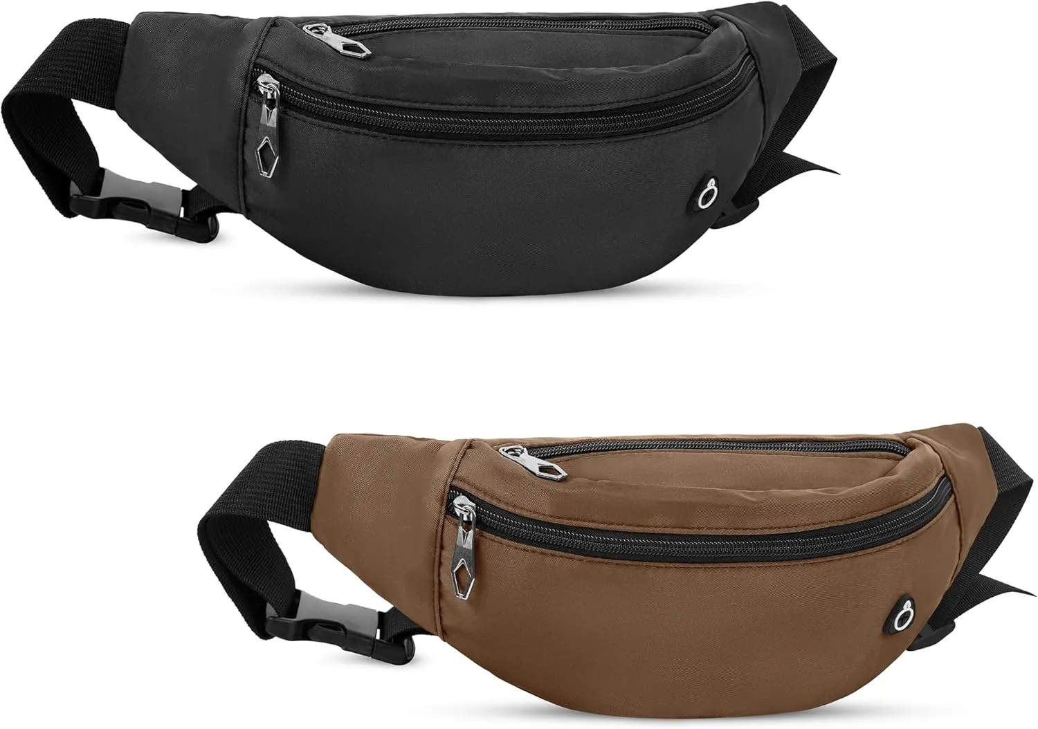 Viqueen Fashion Fanny Packs For Men and Women Foldie Crossbody Bag with Zipper and Pockets Water Resistant,Hands Free Phone Carrying Black Brown