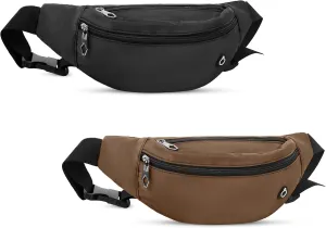 Viqueen Fashion Fanny Packs For Men and Women Foldie Crossbody Bag with Zipper and Pockets Water Resistant,Hands Free Phone Carrying Black Brown