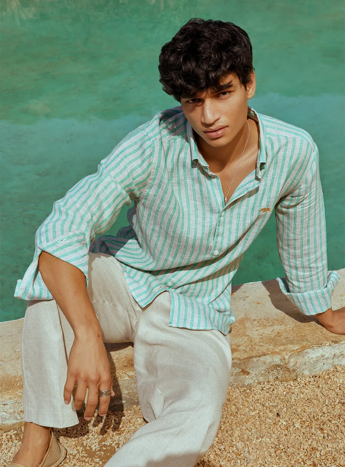 Viridian Green Linen Shirt