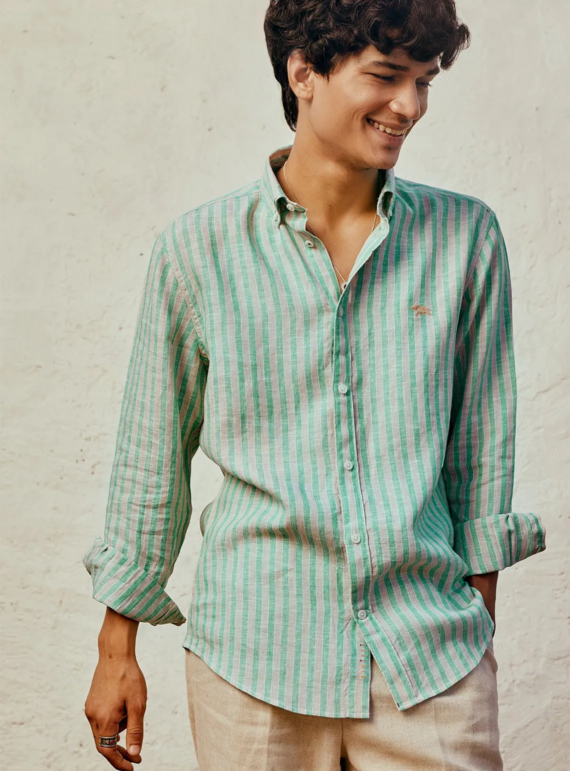 Viridian Green Linen Shirt