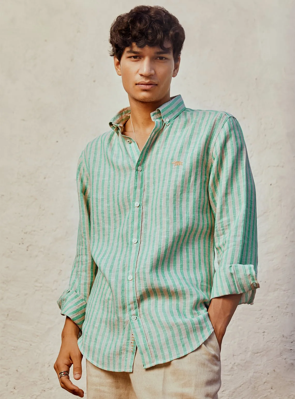 Viridian Green Linen Shirt