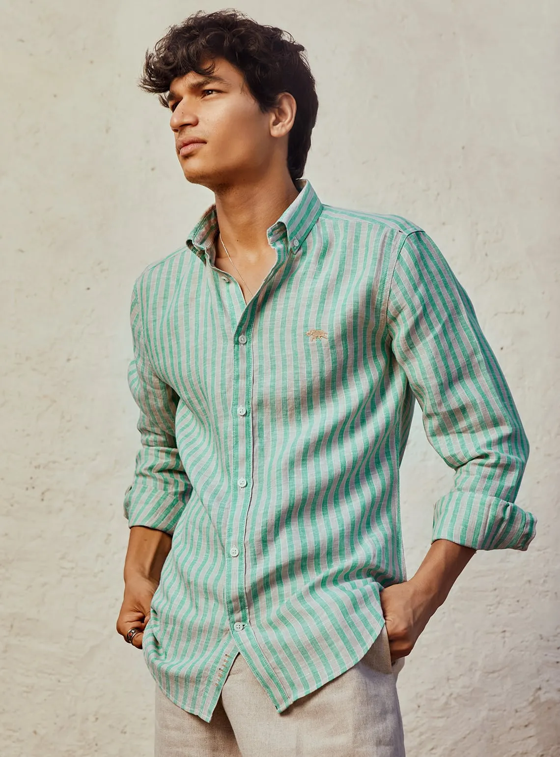 Viridian Green Linen Shirt