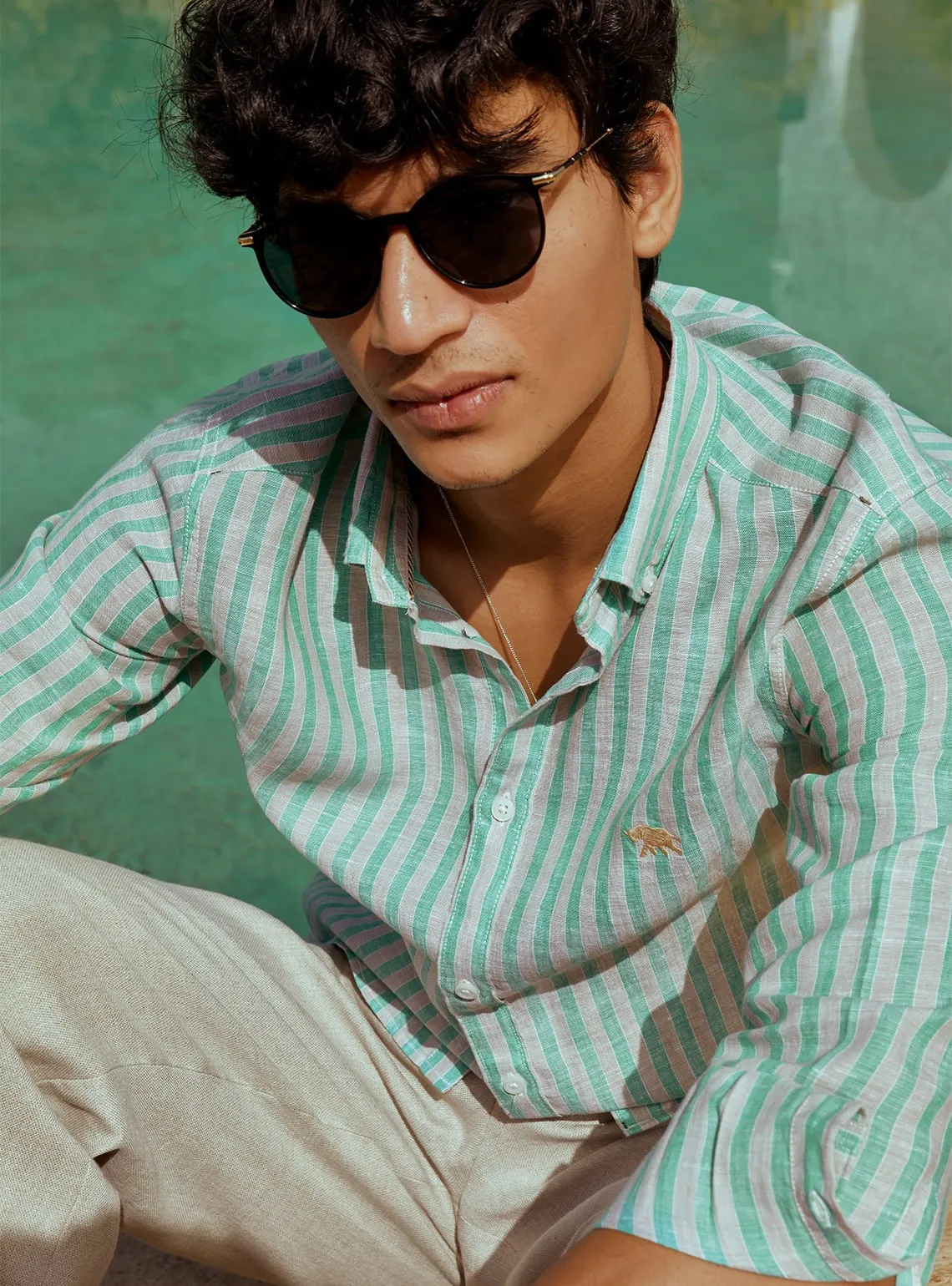 Viridian Green Linen Shirt