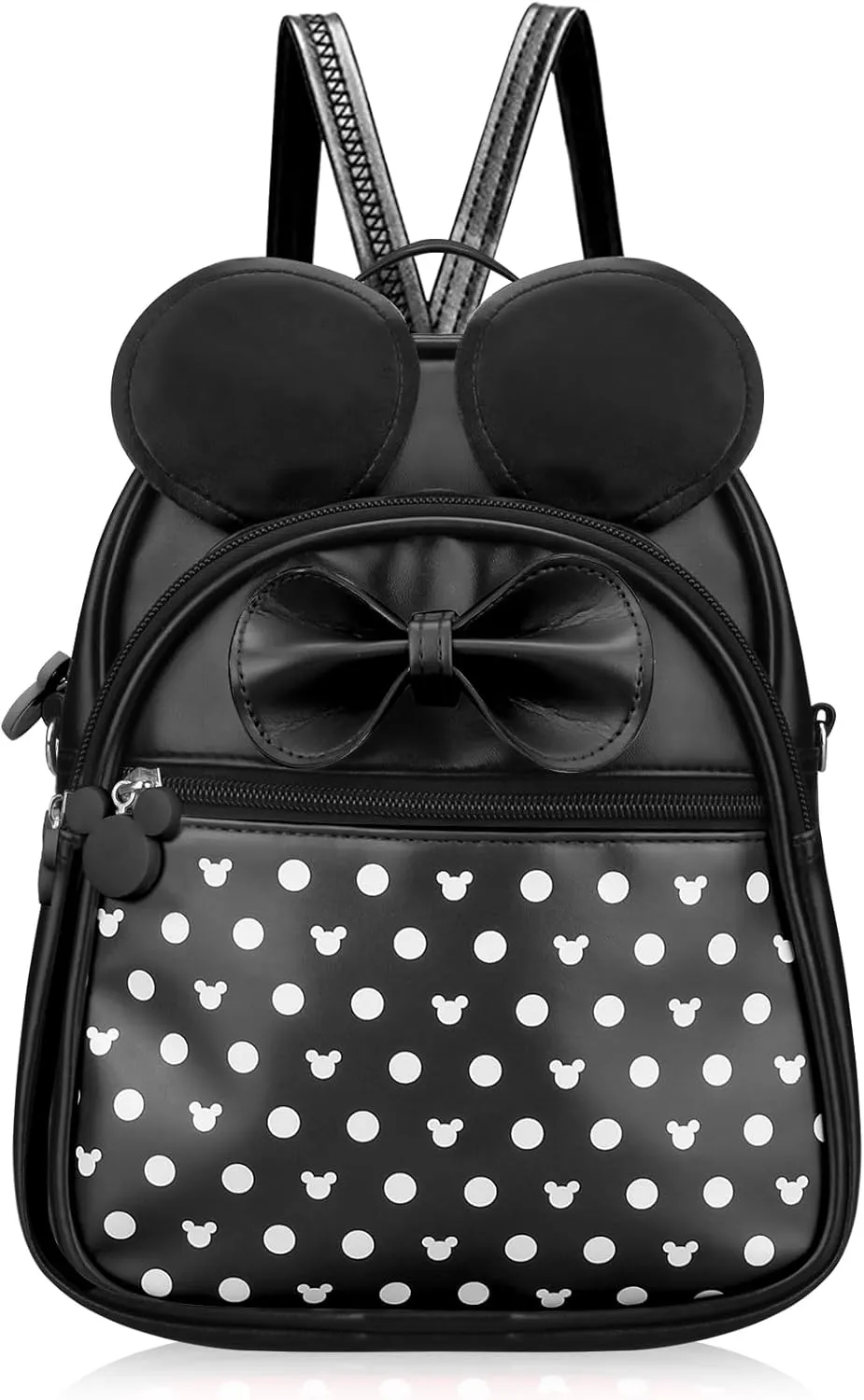 Voikukka Black Mini Backpacks for Girls Small Backpack Purse Leather Cute Kids Travel Toys Gift Mouse Backpack for Little Girls Childrens Crossbody Bag Toddler Girl Backpacks