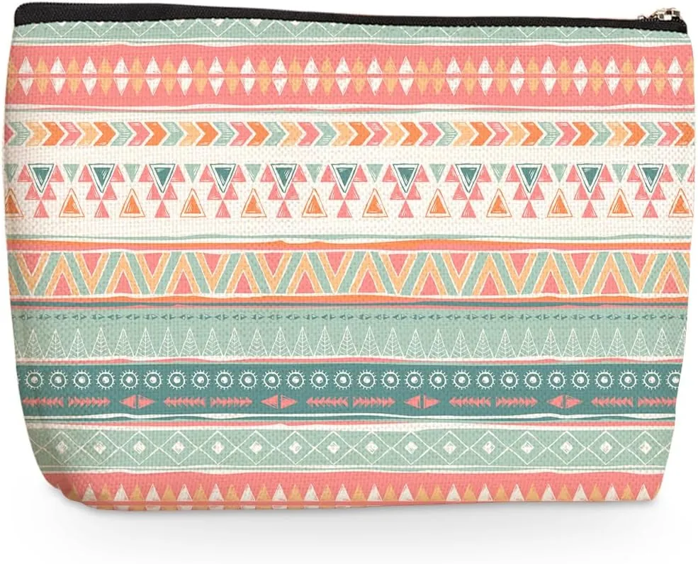 Wenboco Boho Gifts Bohemian Boho Makeup Bag for Women Female Teen Girls Girlfriend Best Friend Daughter Bestie Sister Birthday Graduation Mothers Day Tribe Ethnic Cosmetic Bag Bohemia Travel Pouch
