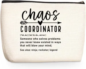 Wenboco Chaos Coordinator Makeup Bag Boss Gifts Chaos Thank You Gifts Coordinator Gifts for Women Leader Farewell Coworker Leaving Gifts Cosmetic Bag Boss Day Christmas Birthday Gifts Travel Pouch