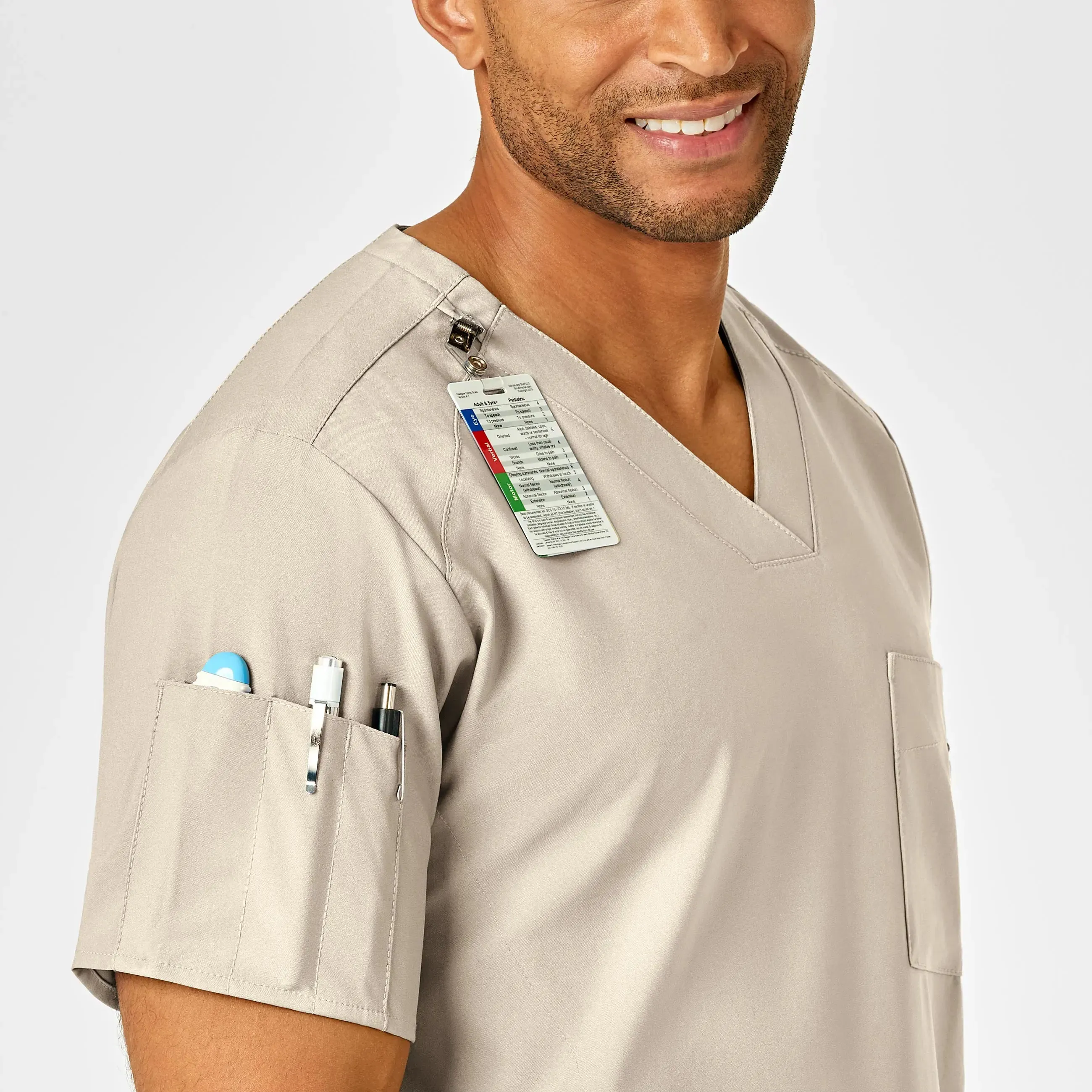 Wink Men's W123 V-Neck Scrub Top - Khaki