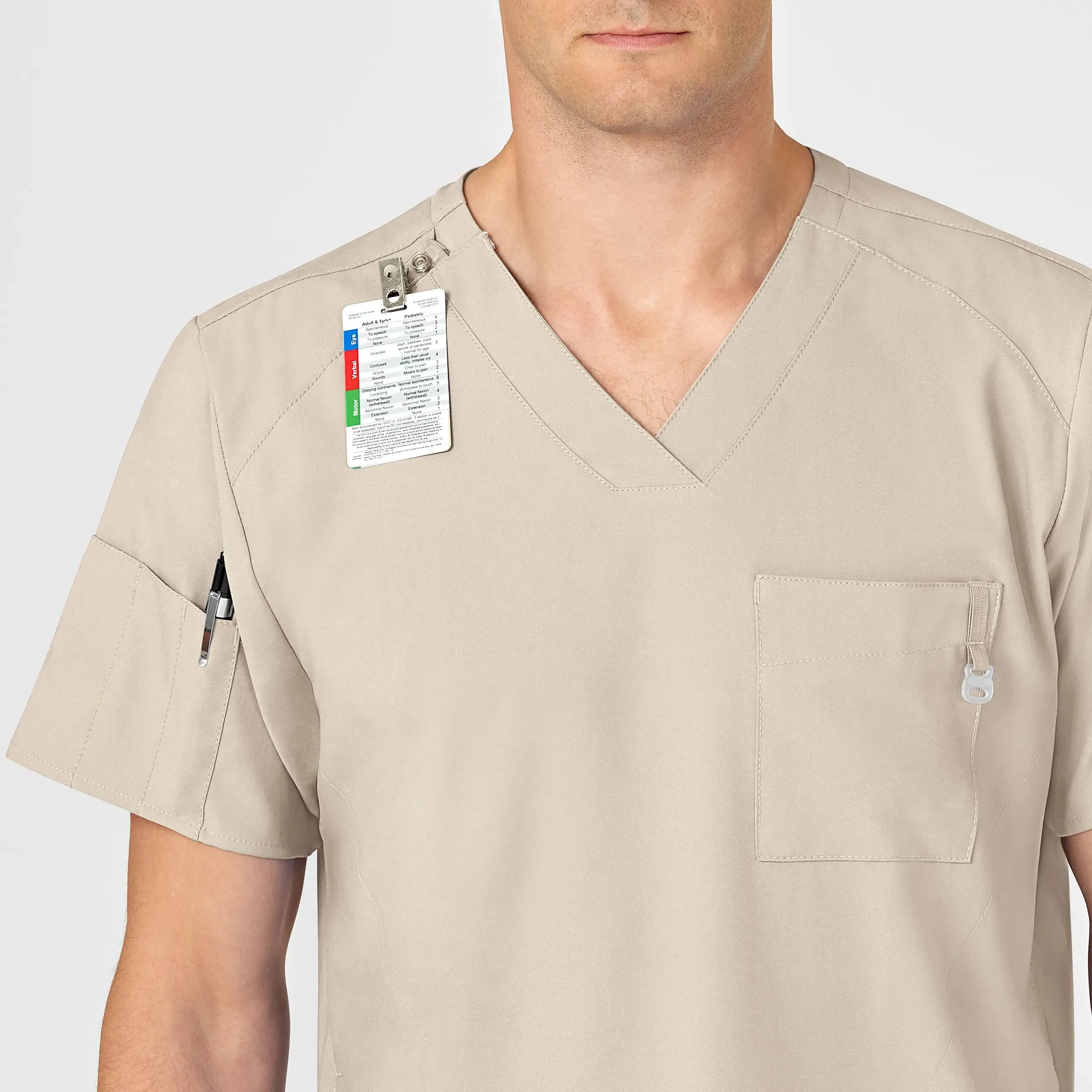 Wink Men's W123 V-Neck Scrub Top - Khaki