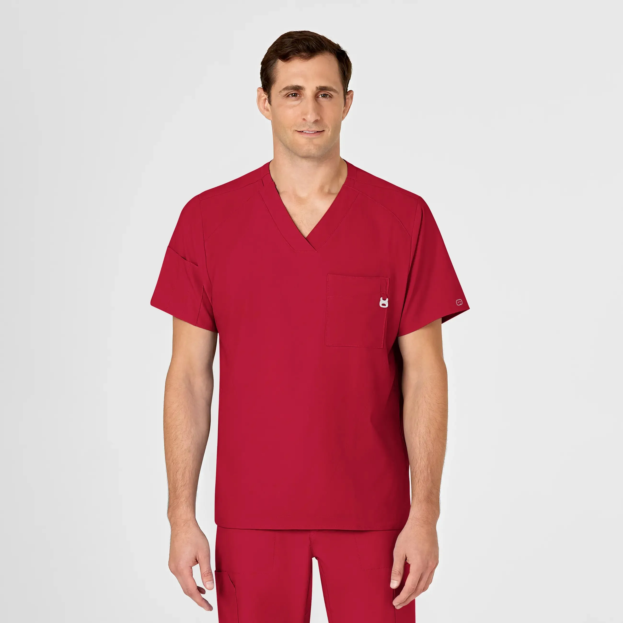 Wink Men's W123 V-Neck Scrub Top - Red