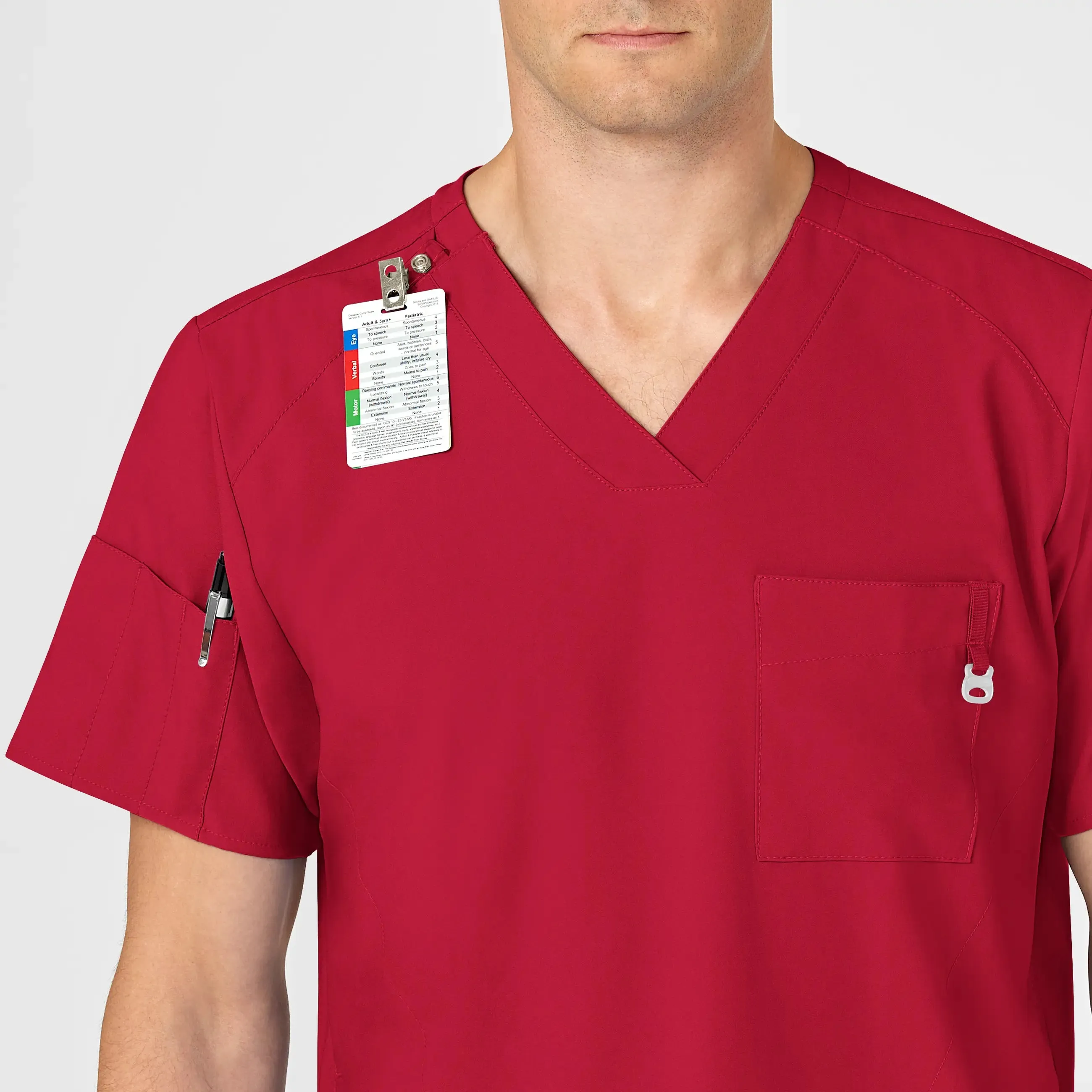 Wink Men's W123 V-Neck Scrub Top - Red