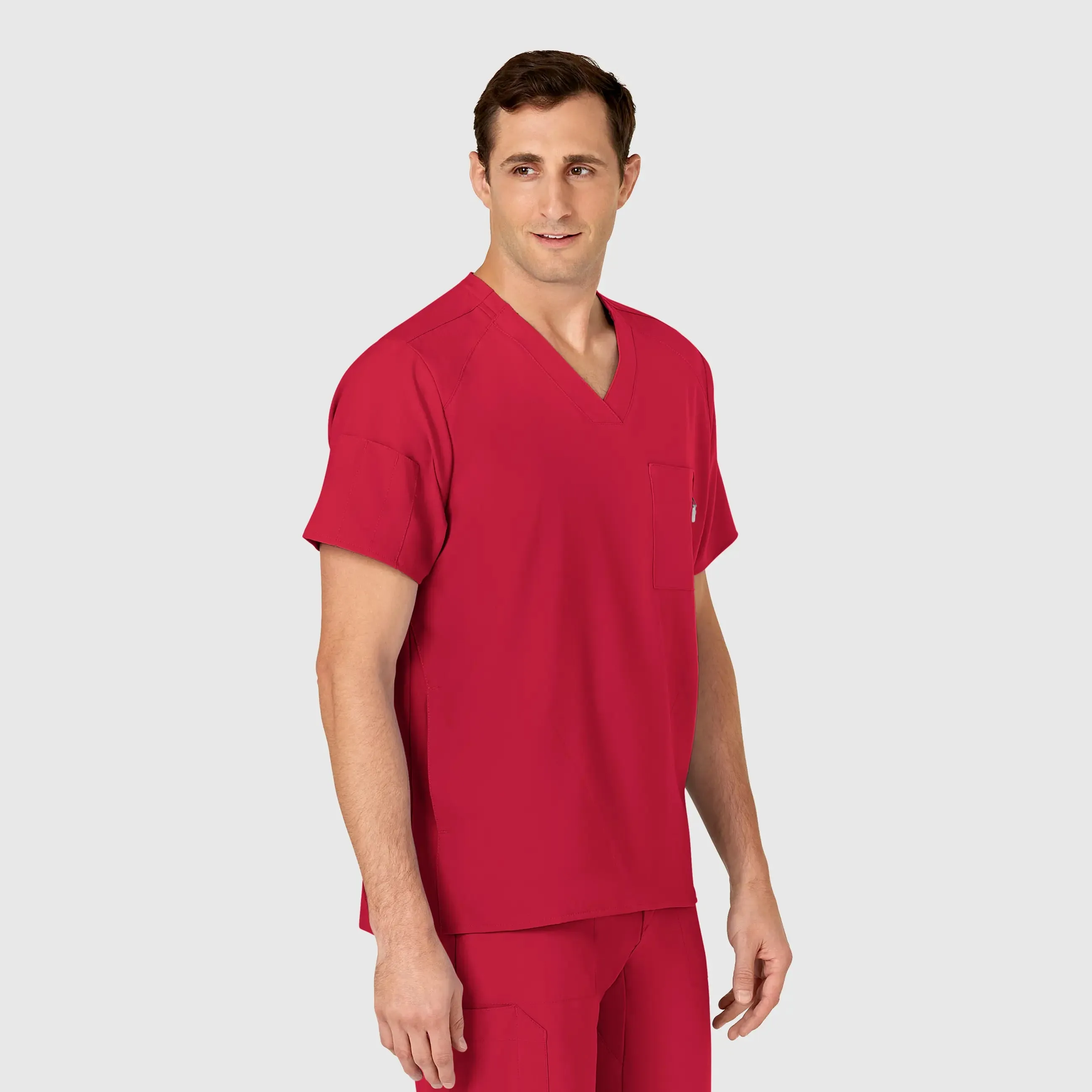 Wink Men's W123 V-Neck Scrub Top - Red