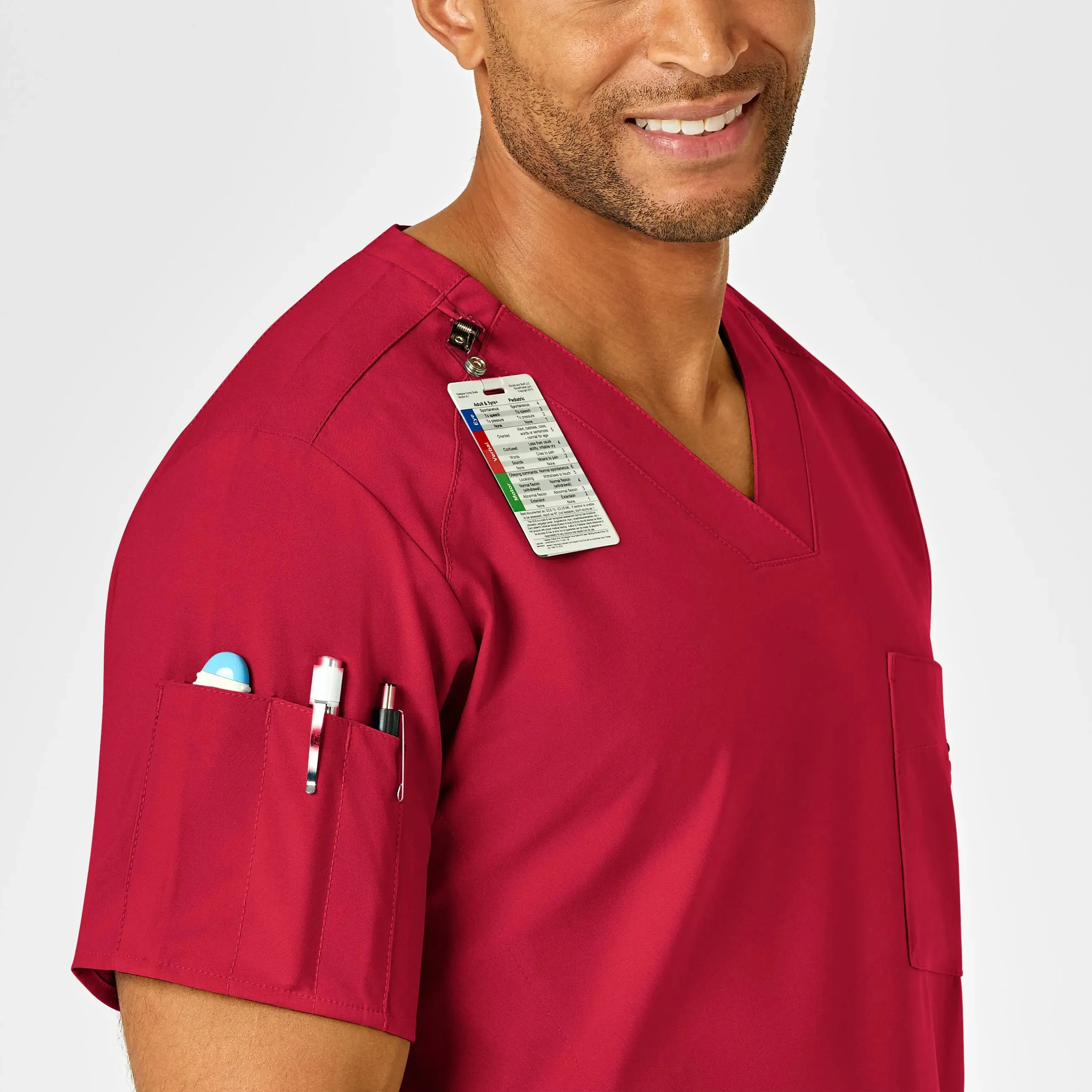 Wink Men's W123 V-Neck Scrub Top - Red