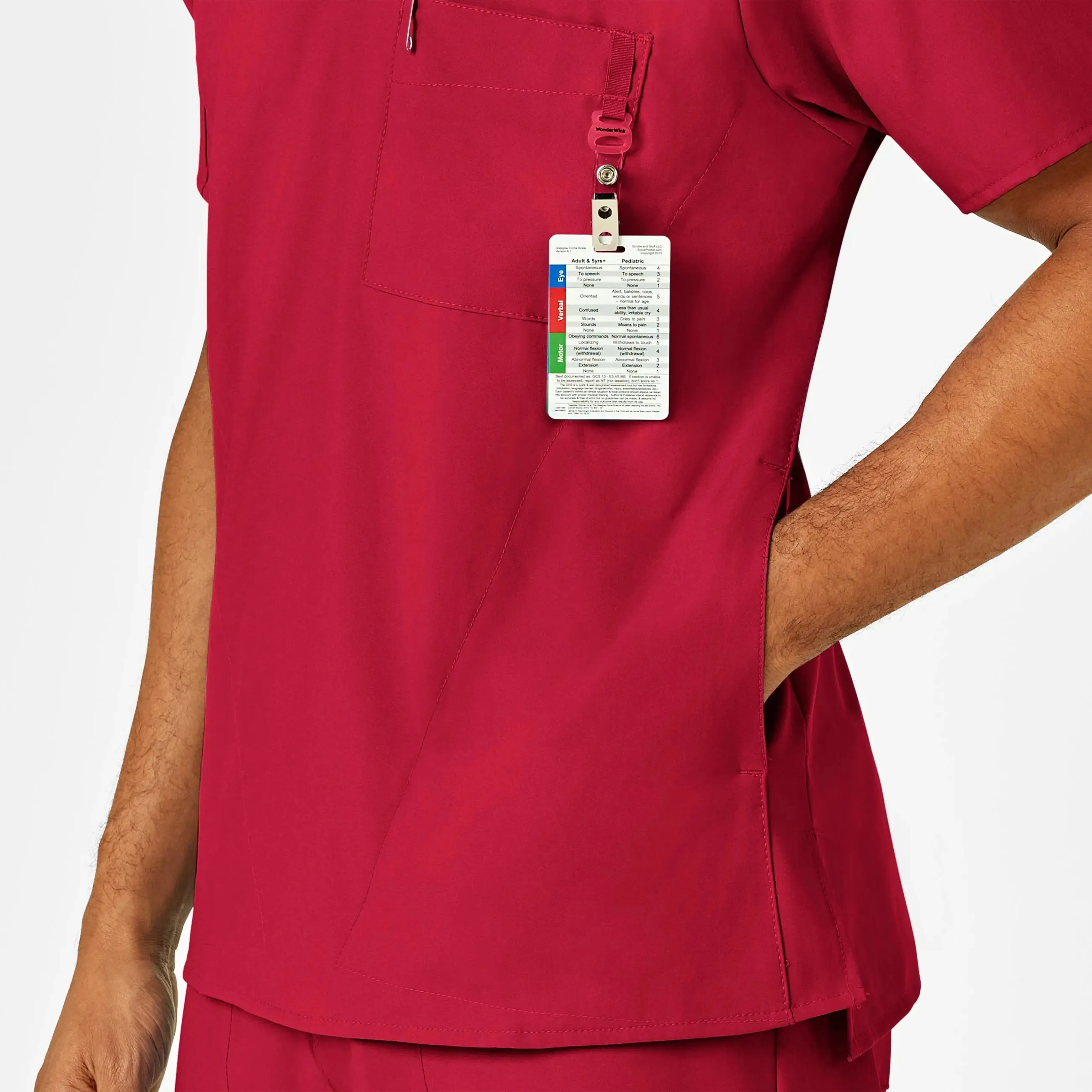 Wink Men's W123 V-Neck Scrub Top - Red