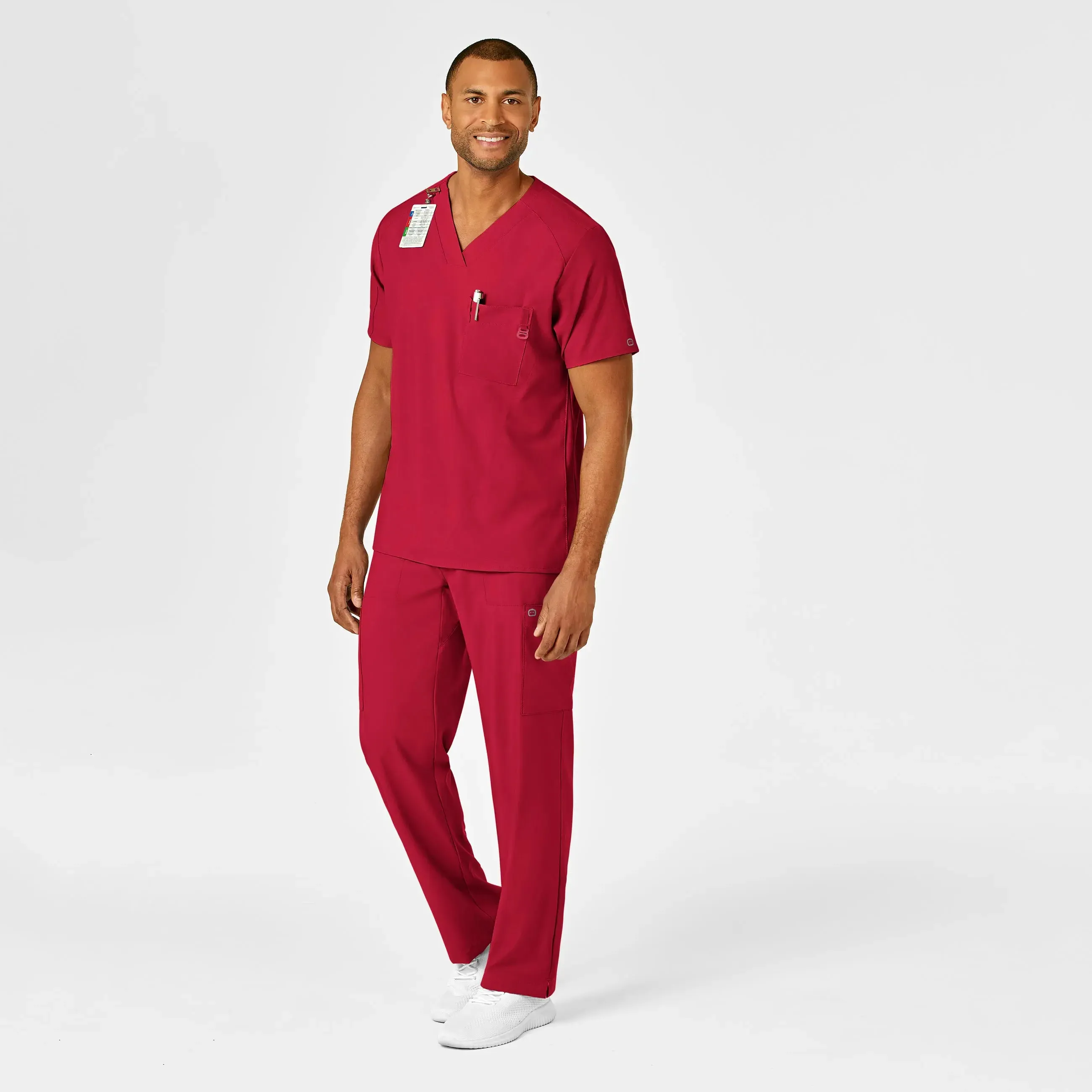Wink Men's W123 V-Neck Scrub Top - Red