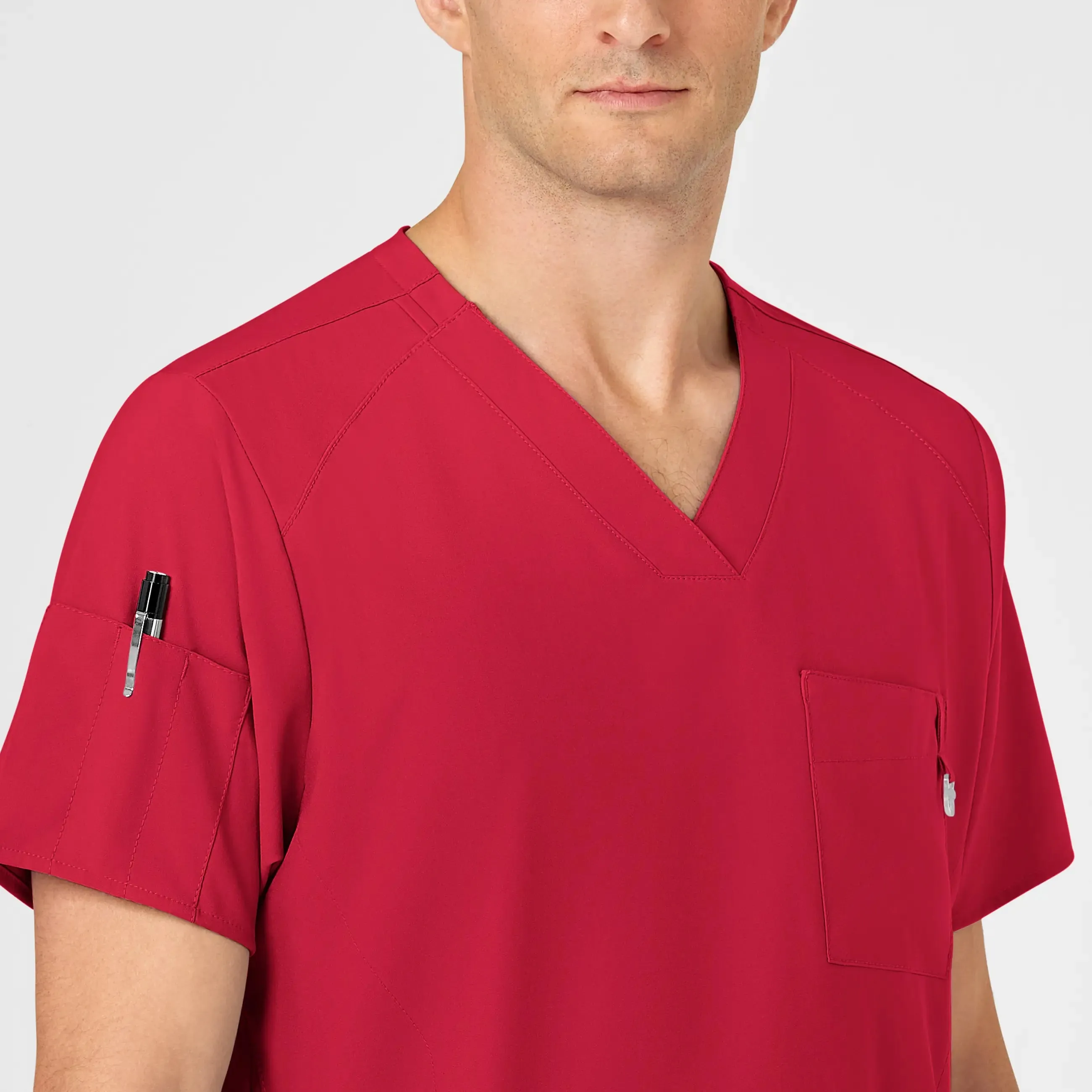 Wink Men's W123 V-Neck Scrub Top - Red