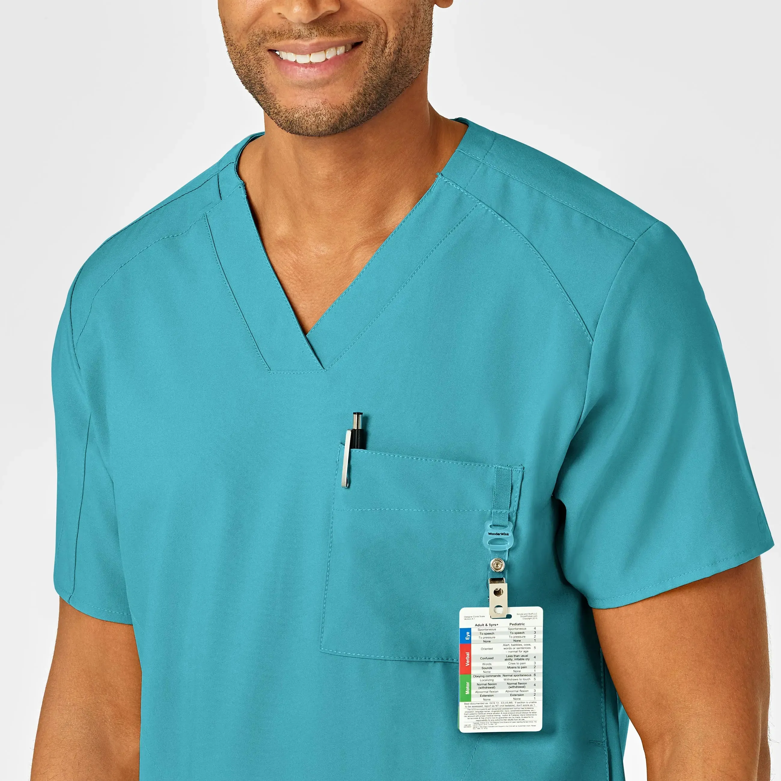Wink Men's W123 V-Neck Scrub Top - Teal