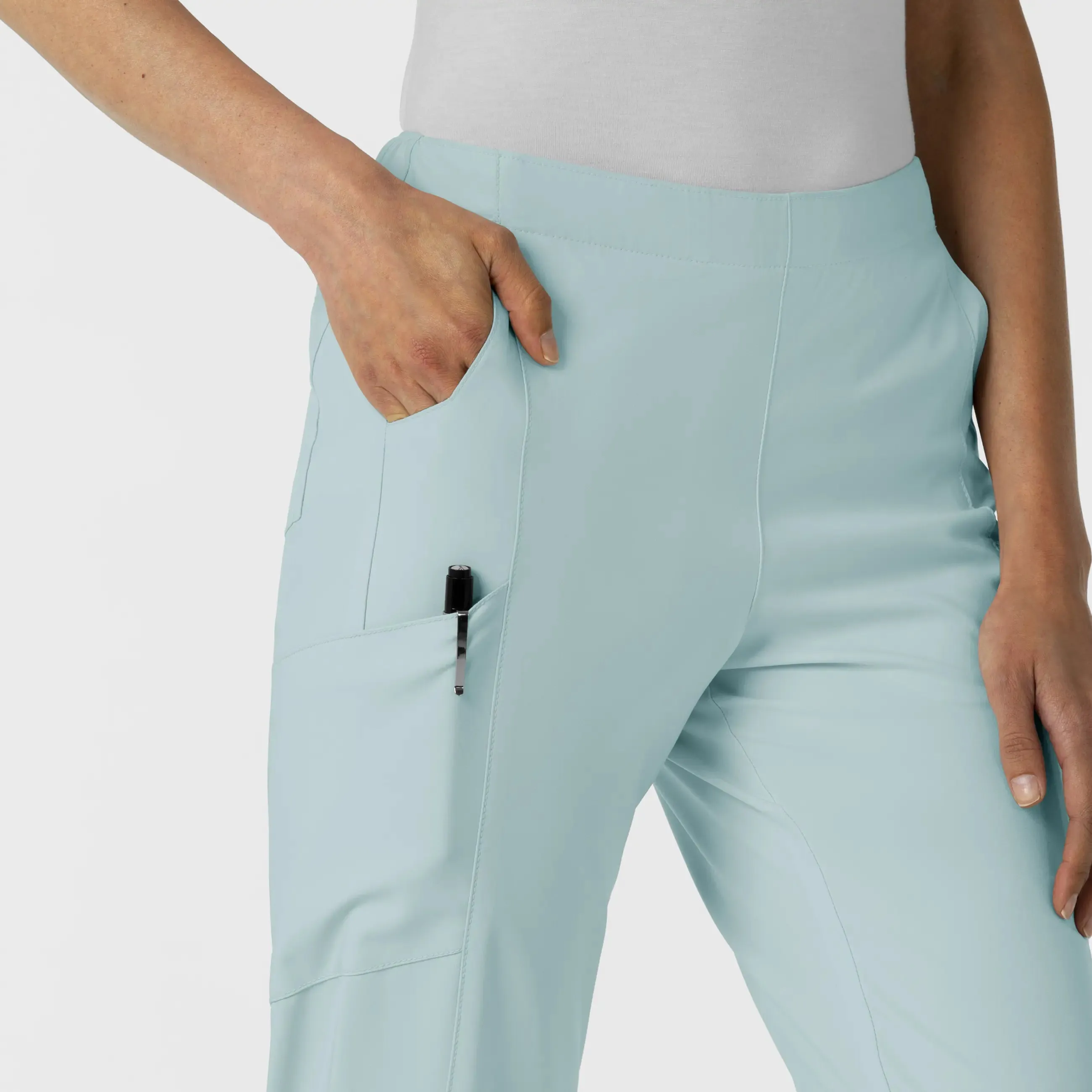 Wink Women's Flat Front Cargo Scrub Pant - Sky Blue
