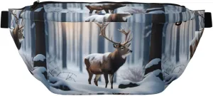 Winter Nature Deer Stylish Crossbody Waist Pack - Versatile And Compact Travel Pouch For Hands-Free Storage