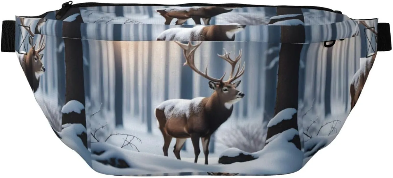 Winter Nature Deer Stylish Crossbody Waist Pack - Versatile And Compact Travel Pouch For Hands-Free Storage