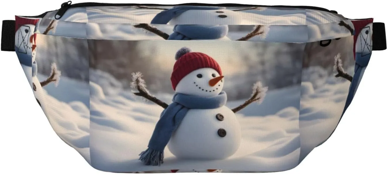 Winter Snowman Stylish Crossbody Waist Pack - Versatile And Compact Travel Pouch For Hands-Free Storage