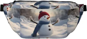 Winter Snowman Stylish Crossbody Waist Pack - Versatile And Compact Travel Pouch For Hands-Free Storage