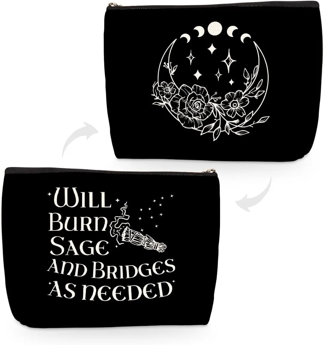 Witchy Gifts Feminism Makeup Bag Witch Stuff Halloween Party Favors Tarot Cosmetic Bag Christmas Birthday Celestial Gifts for Women Girls Friends Daughter Zipper Pouch Travel Toiletry Bag