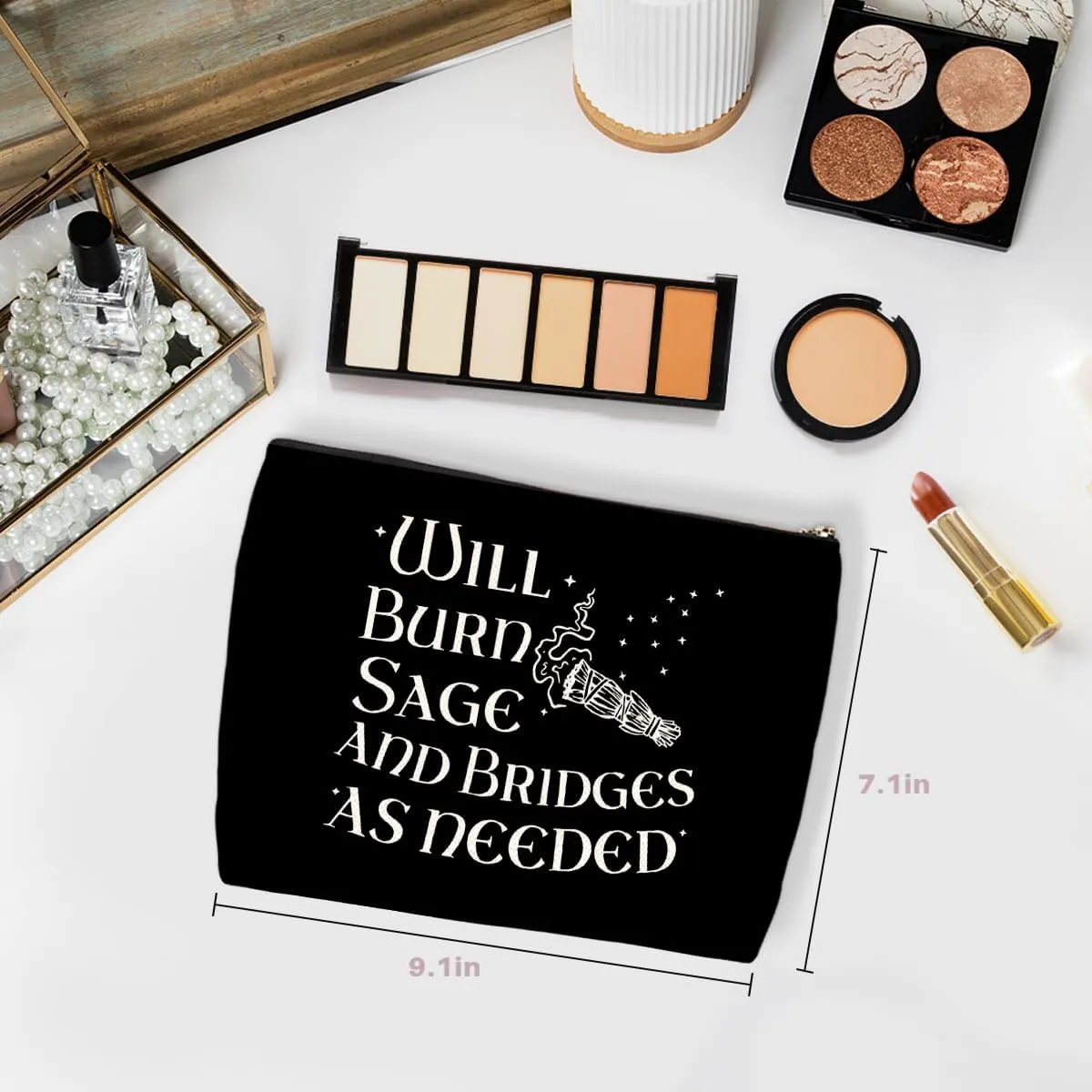 Witchy Gifts Feminism Makeup Bag Witch Stuff Halloween Party Favors Tarot Cosmetic Bag Christmas Birthday Celestial Gifts for Women Girls Friends Daughter Zipper Pouch Travel Toiletry Bag
