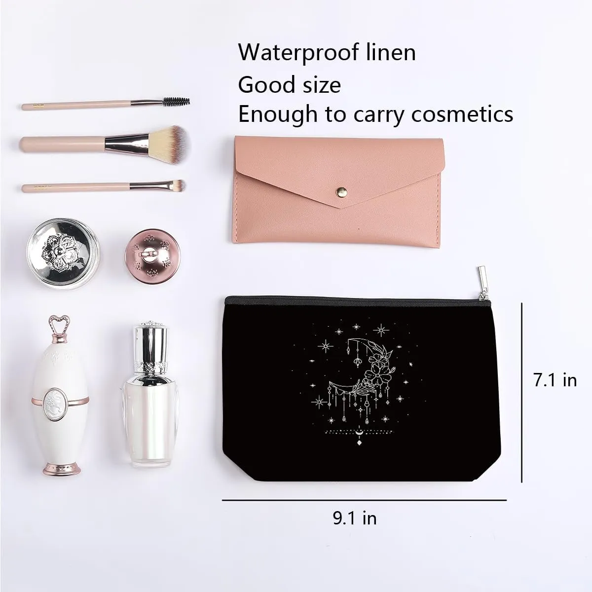 Witchy Gifts for Women Tarot Makeup Bag Boho Cosmetic Bag Boho Crescent Moon Celestial Travel Toiletry Makeup Organizer Zipper Pouch Christmas Birthday Friendship Gift Ideas