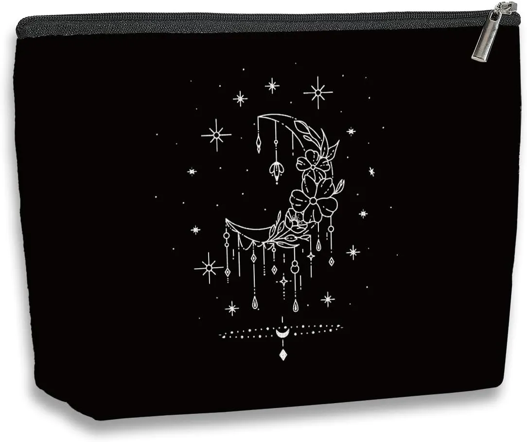 Witchy Gifts for Women Tarot Makeup Bag Boho Cosmetic Bag Boho Crescent Moon Celestial Travel Toiletry Makeup Organizer Zipper Pouch Christmas Birthday Friendship Gift Ideas