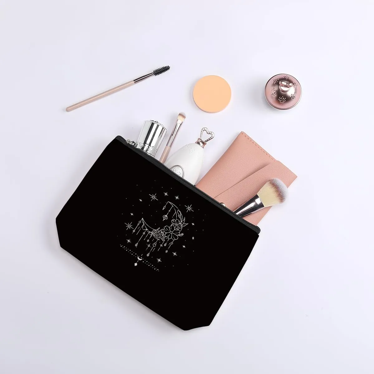 Witchy Gifts for Women Tarot Makeup Bag Boho Cosmetic Bag Boho Crescent Moon Celestial Travel Toiletry Makeup Organizer Zipper Pouch Christmas Birthday Friendship Gift Ideas