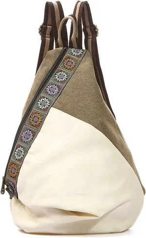 women Canvas Backpack Ladies Casual Embroidered Backpacks Female Bag